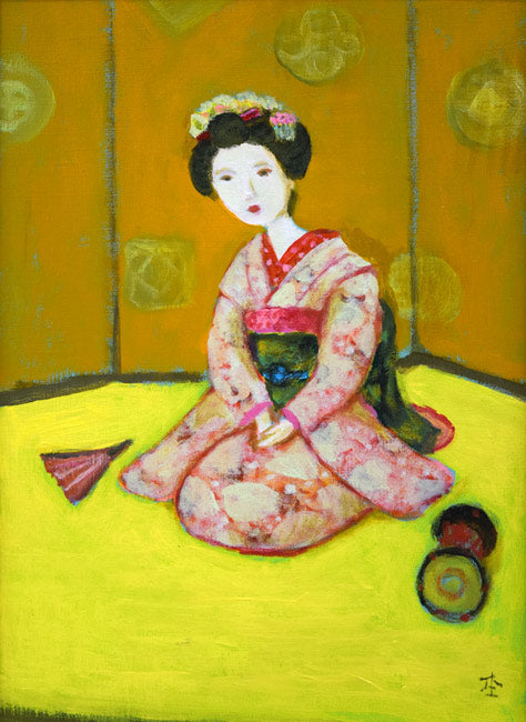 杢田たけを「舞妓」油絵・F4号 絵画買取・販売の小竹美術