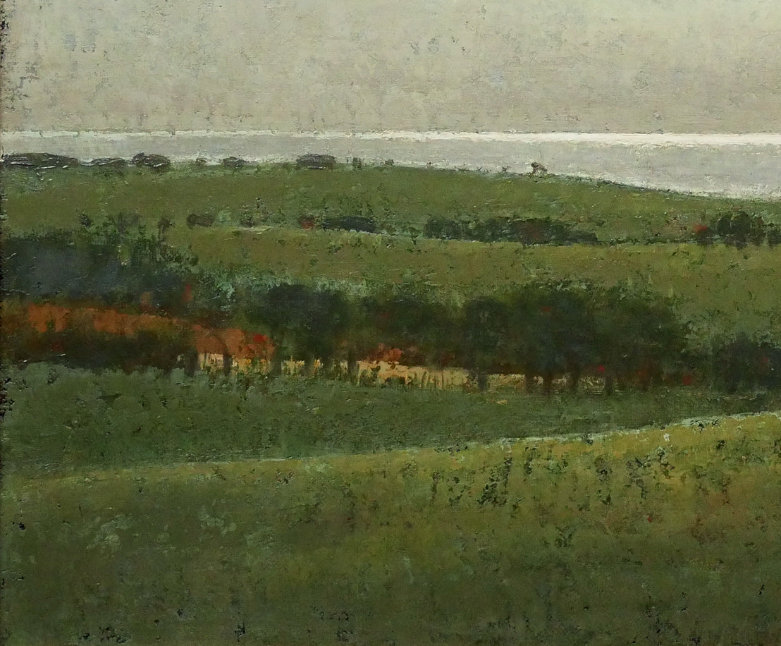 越智紀久張「日輪（厚田風景）」油絵・F10号 絵画買取・販売の小竹美術