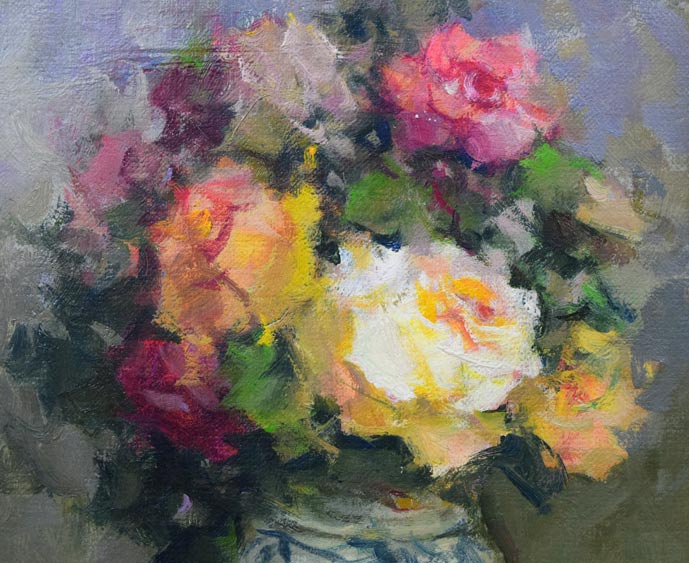 中島裕子 作品 油絵 薔薇 フラワー アンティーク調 【公式通販】