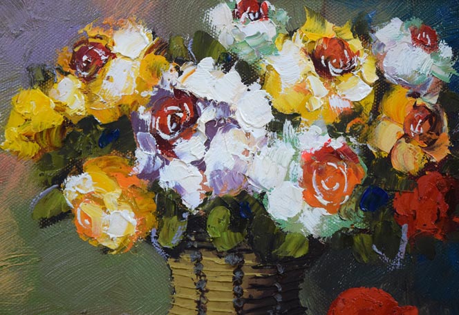 横山邦夫「薔薇」油絵・SM 絵画買取・販売の小竹美術
