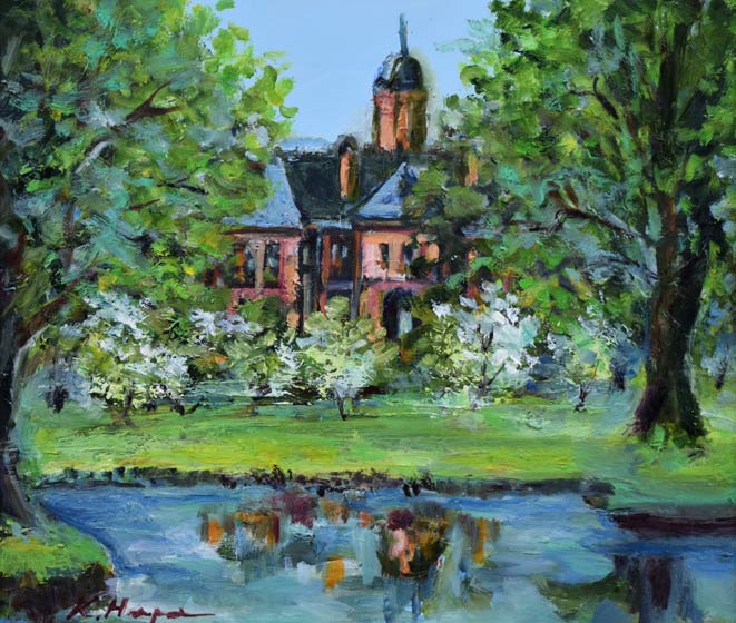 原賢司「北海道庁」油絵・F10号 絵画買取・販売の小竹美術