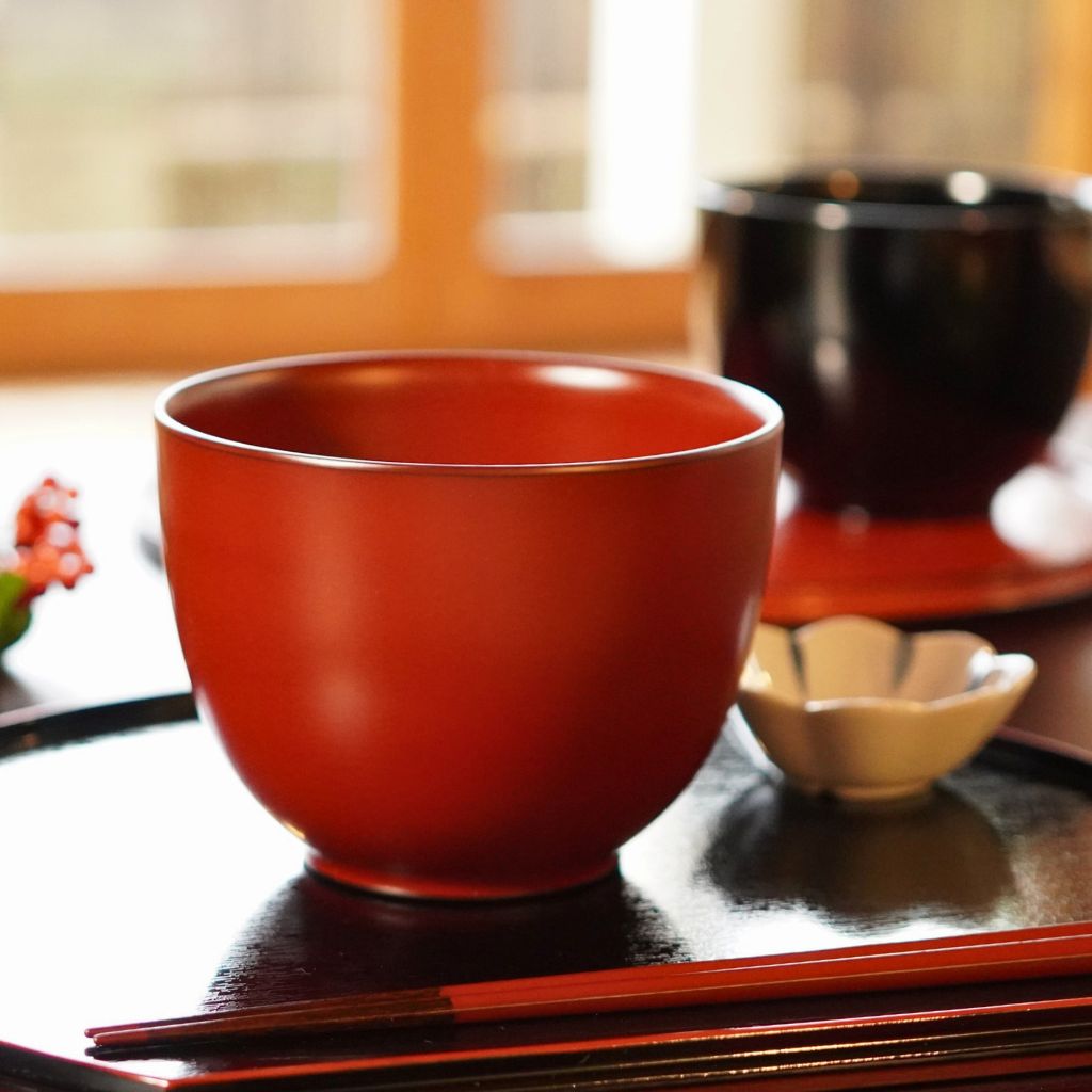 越前 かゆ椀 古代朱 – 漆器 高翆