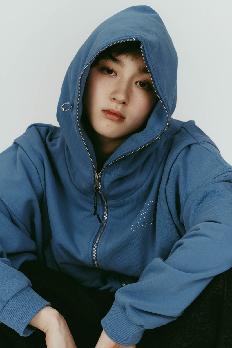 pierced hooded sweatshirt/blue | KNUTH MARF