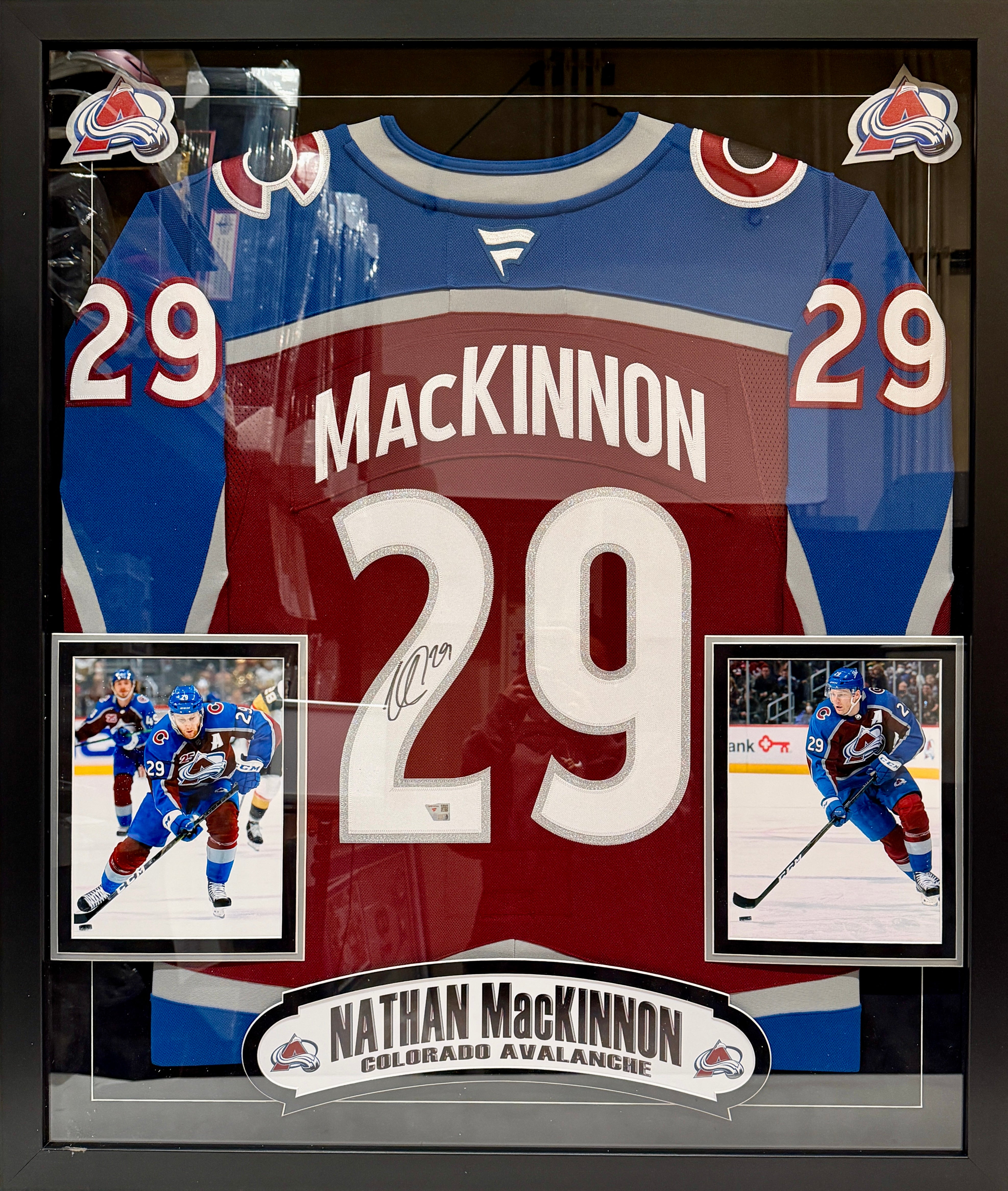 Nathan MacKinnon Autographed Avalanche Jersey w/ 2 Photos Deluxe