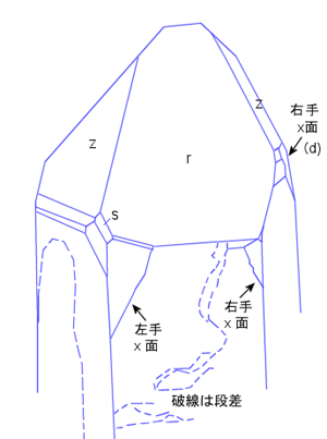 水晶 ブラジル式双晶 Quartz Brazil law twin 鉱物たちの庭
