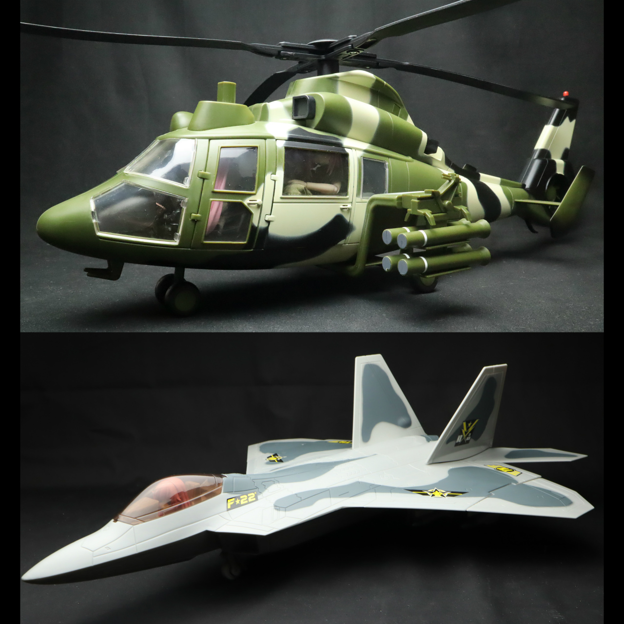 WORLD PEACEKEEPERS AERIAL ROCKET HELICOPTER & TRUE HEROES F-22