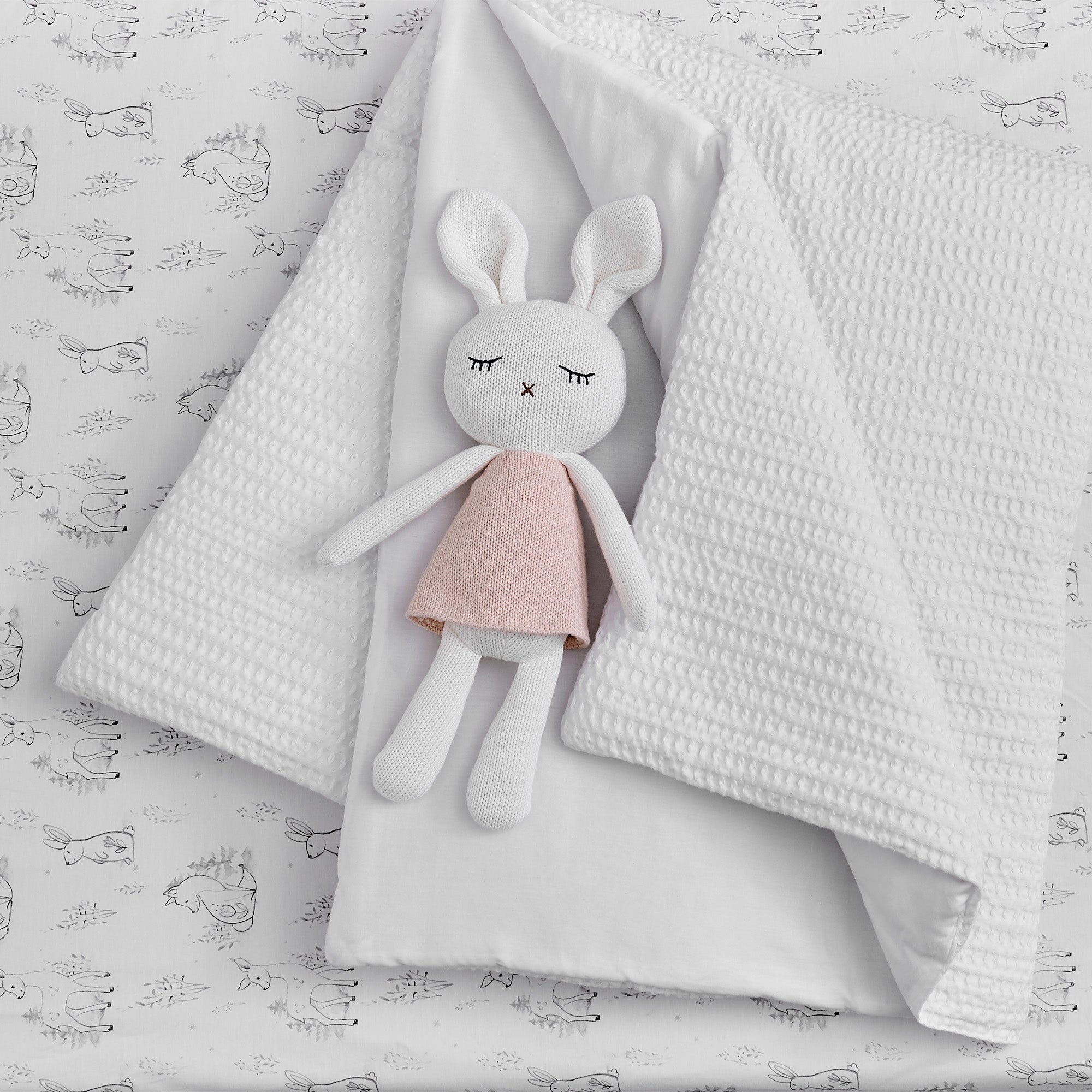 Levtex Baby Mills Waffle Pink Bunny Plush - Polyester – Levtex Home