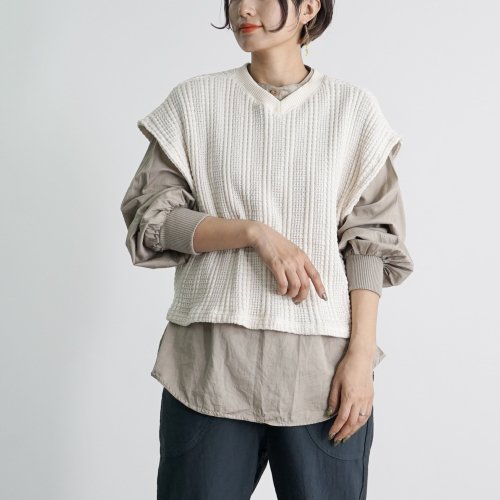 2wayショートニットベスト | 生成り - UZUiRO/公式オンラインショップ
