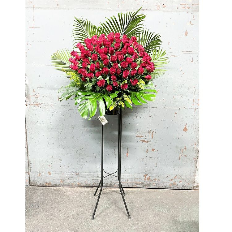 スタンドフラワー1段 シングル赤薔薇 ローズタイプ※東京23区限定