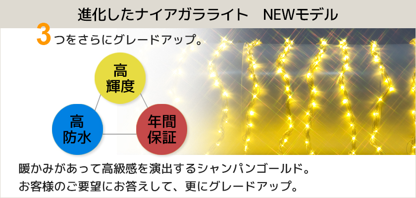 新モデル/1年間保証】LEDイルミネーション ドレープナイアガラライト