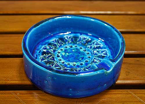 イタリア製 輸入雑貨 陶器 灰皿 12.5cm トレー ブルー Bitossi
