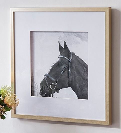 輸入雑貨 アートフレーム 額絵 2枚セット 馬 クラシックモダン