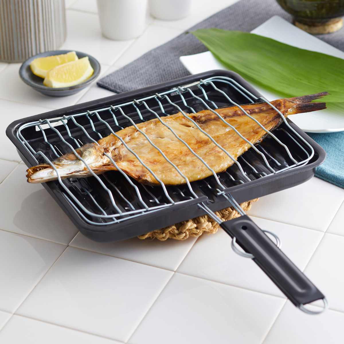 魚焼き網 ガス火専用 セラグリル ホーロー加工 合わせ網 M （ 直火 魚