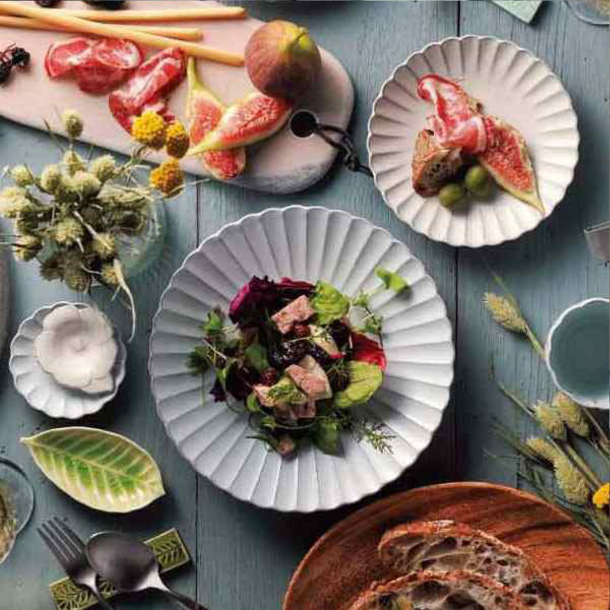 ボウル 14cm 輪花皿 花皿 花シリーズ 洋食器 陶器 日本製 同色3個