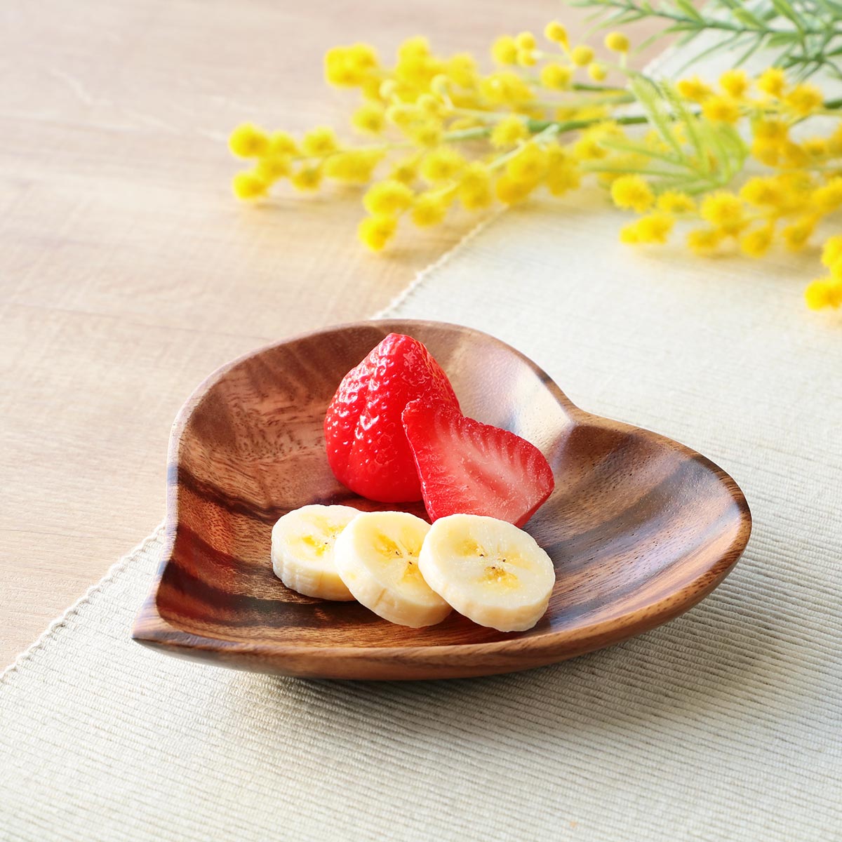 プレート 15cm ハート アカシア製 食洗機対応 （ 食器 木製食器