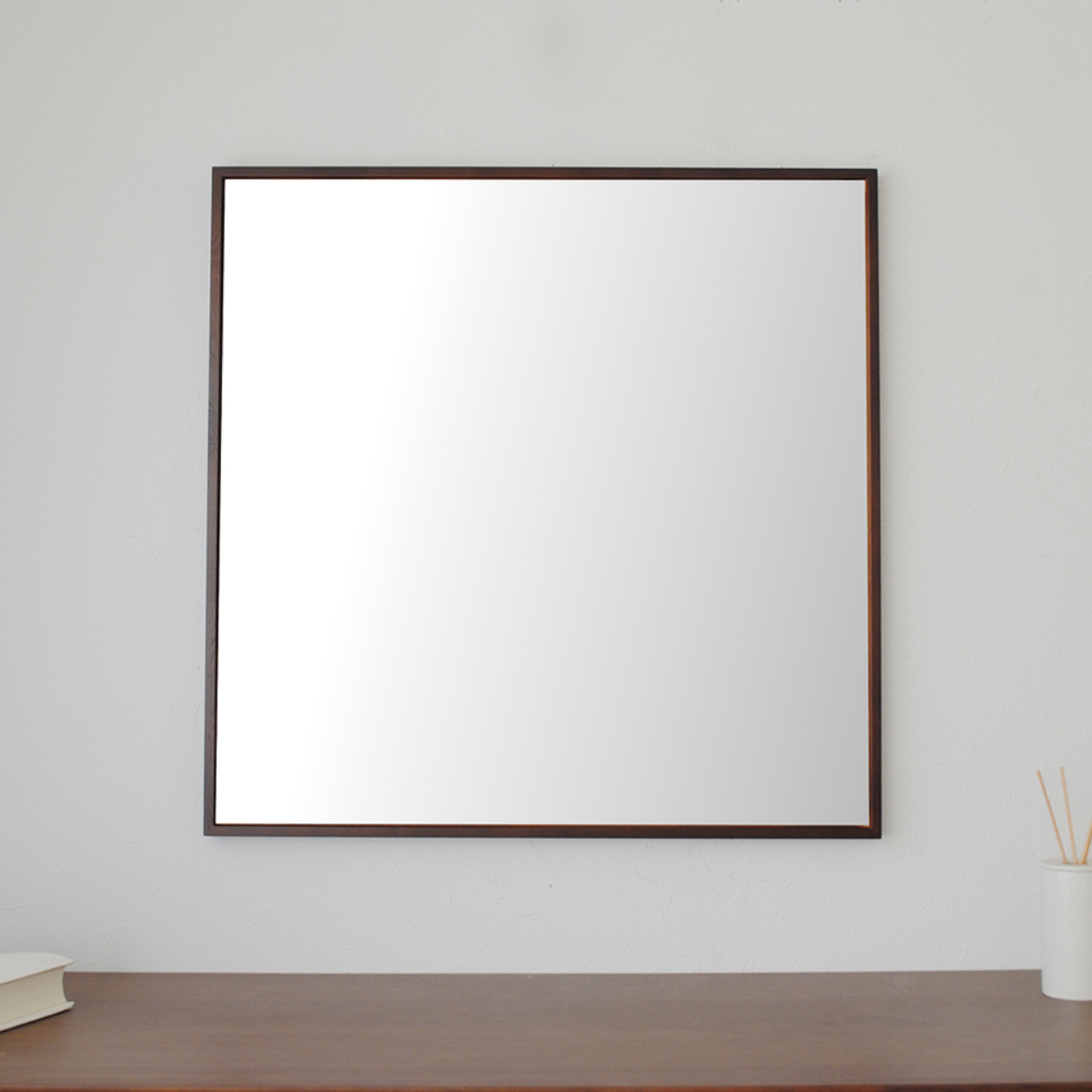 ウォールミラー 60×60cm 細枠 正方形 （ 鏡 壁掛け ミラー かがみ 四角