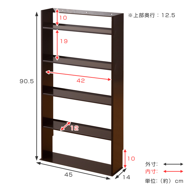dショッピング |薄型 壁面収納 ミニコミックラック 幅45cm （ 本棚