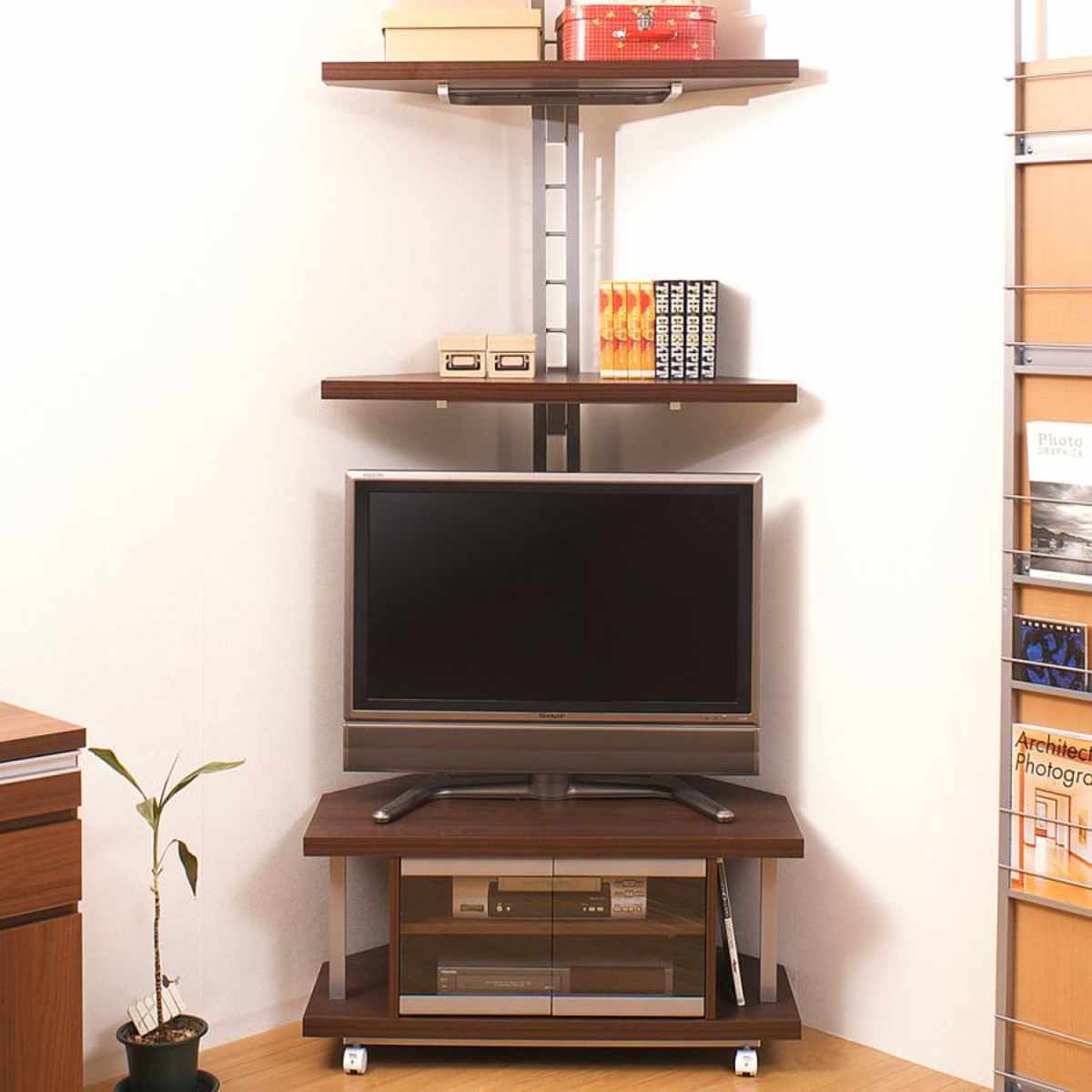 テレビ台 コーナータイプ 幅90cm 日本製 （ AV収納 TVラック 可動棚