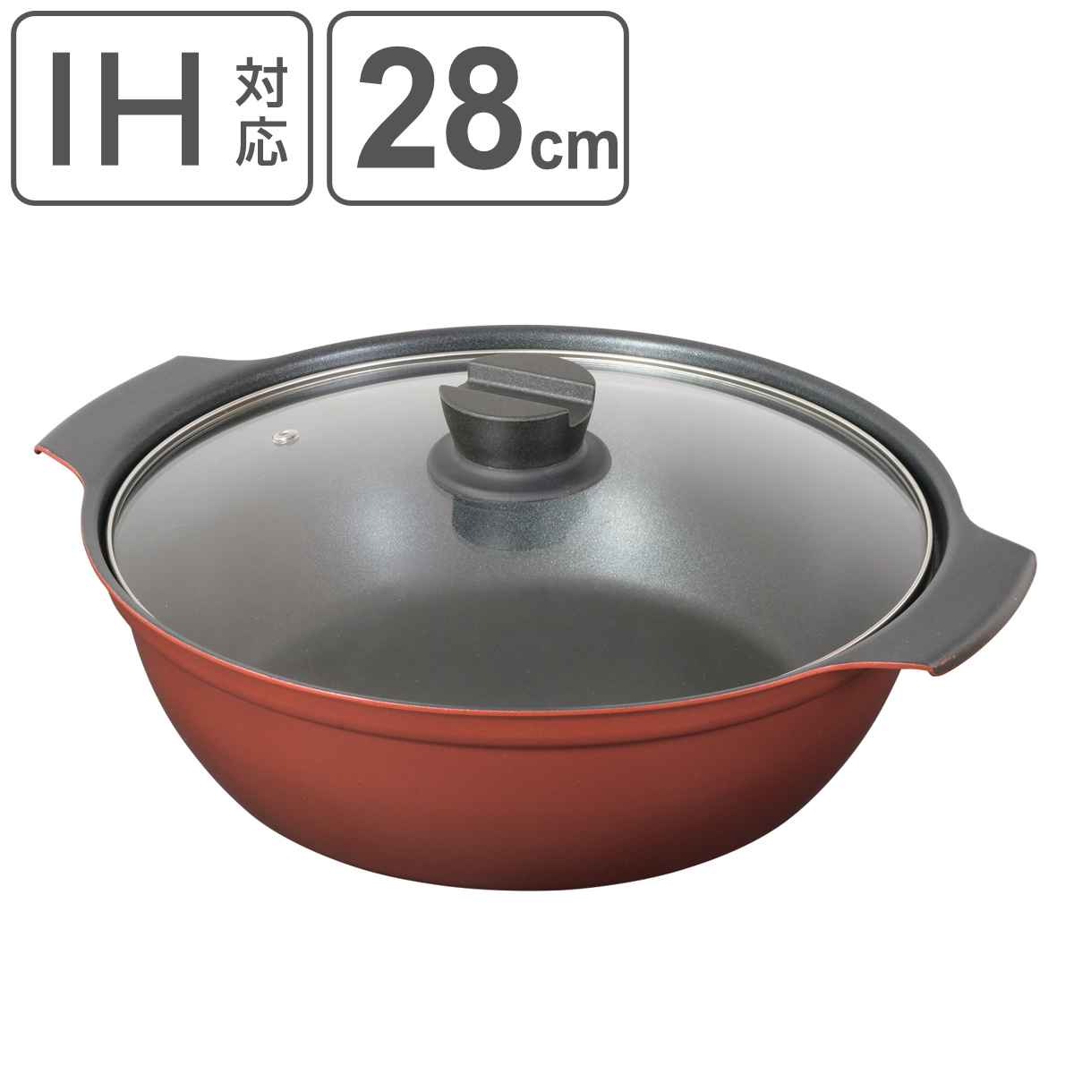 卓上鍋 28cm IH対応 ガラス蓋付き 旨味 （ ガス火対応 オール熱源対応
