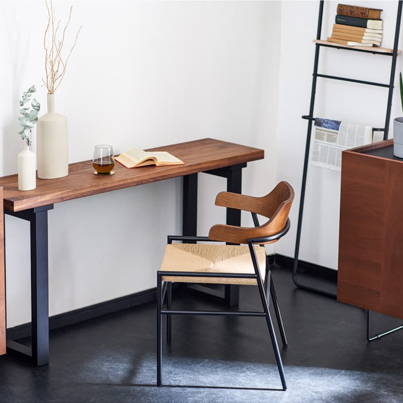 ダイニングチェア 1脚 完成品 肘付き チェア アイアン ペーパーコード