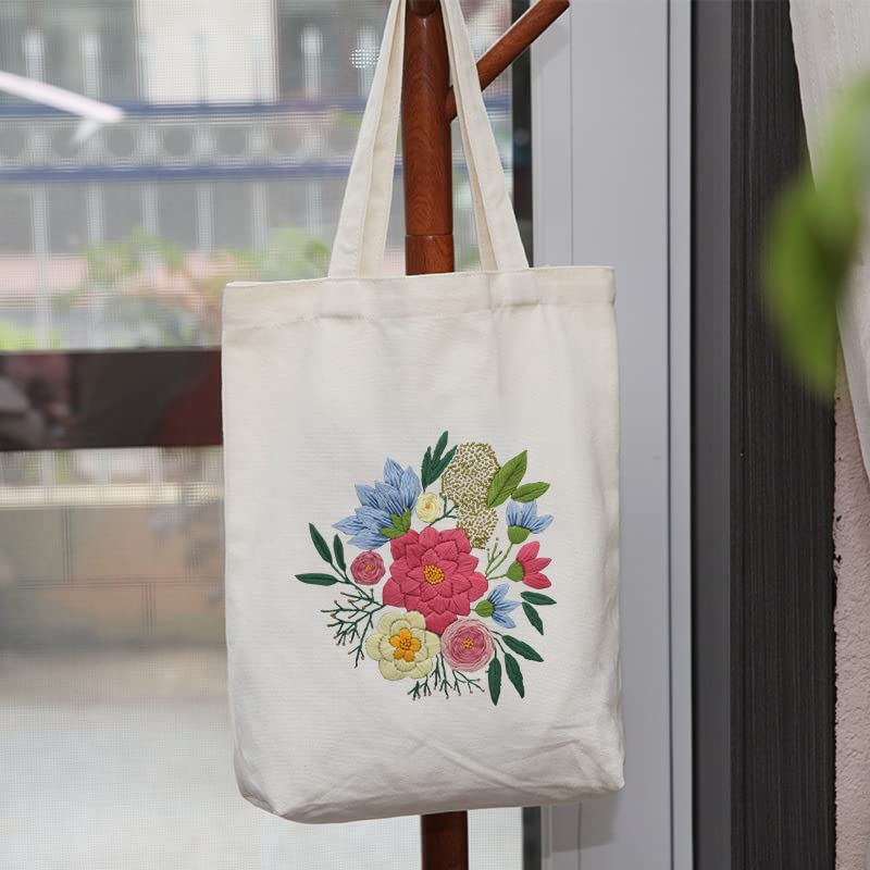 Amazon | 刺繍キット 初心者 セット 花 刺しゅう キャンバストート