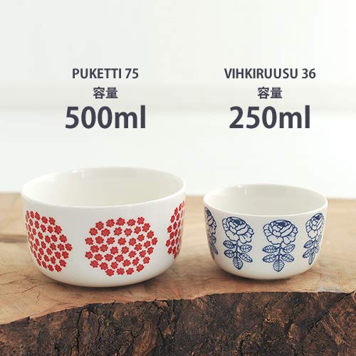 Amazon.co.jp: marimekko PUKETTI ボウル 500mL レッド 75 [68355