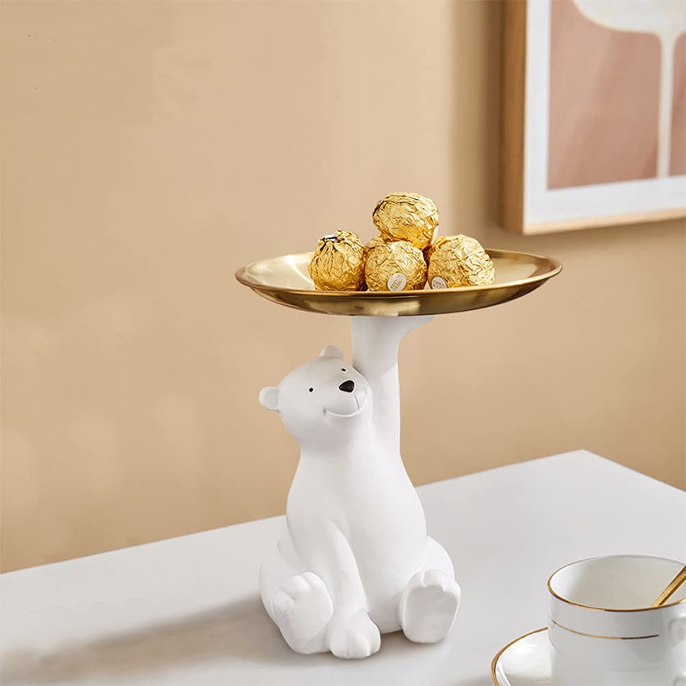 Amazon.com: WAYUTO Resin Polar Bear Sculpture with Metal Tray