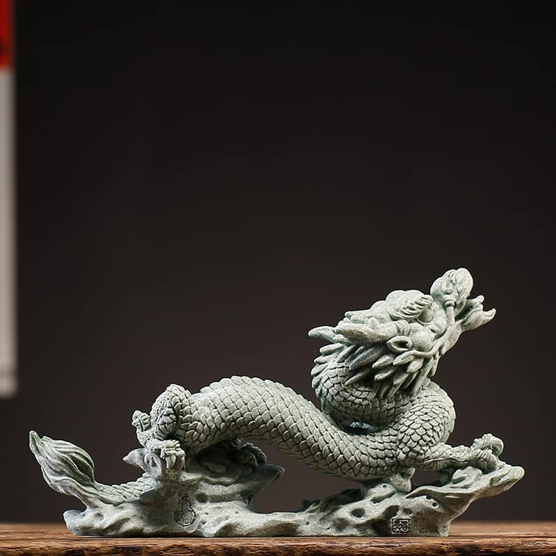 Amazon.co.jp: 龍 の置物 青砂石 神龍 風水グッズ 開運グッズ 縁起物