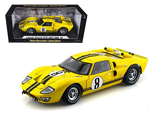 Amazon.com: 1966 GT-40 MK II #8 Yellow with Black Stripes 1/18