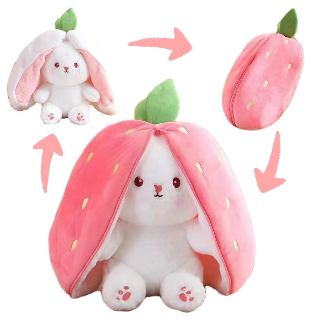 Amazon.co.jp: イチゴ うさぎ ぬいぐるみ ウサギ ぬいぐるみ 変形