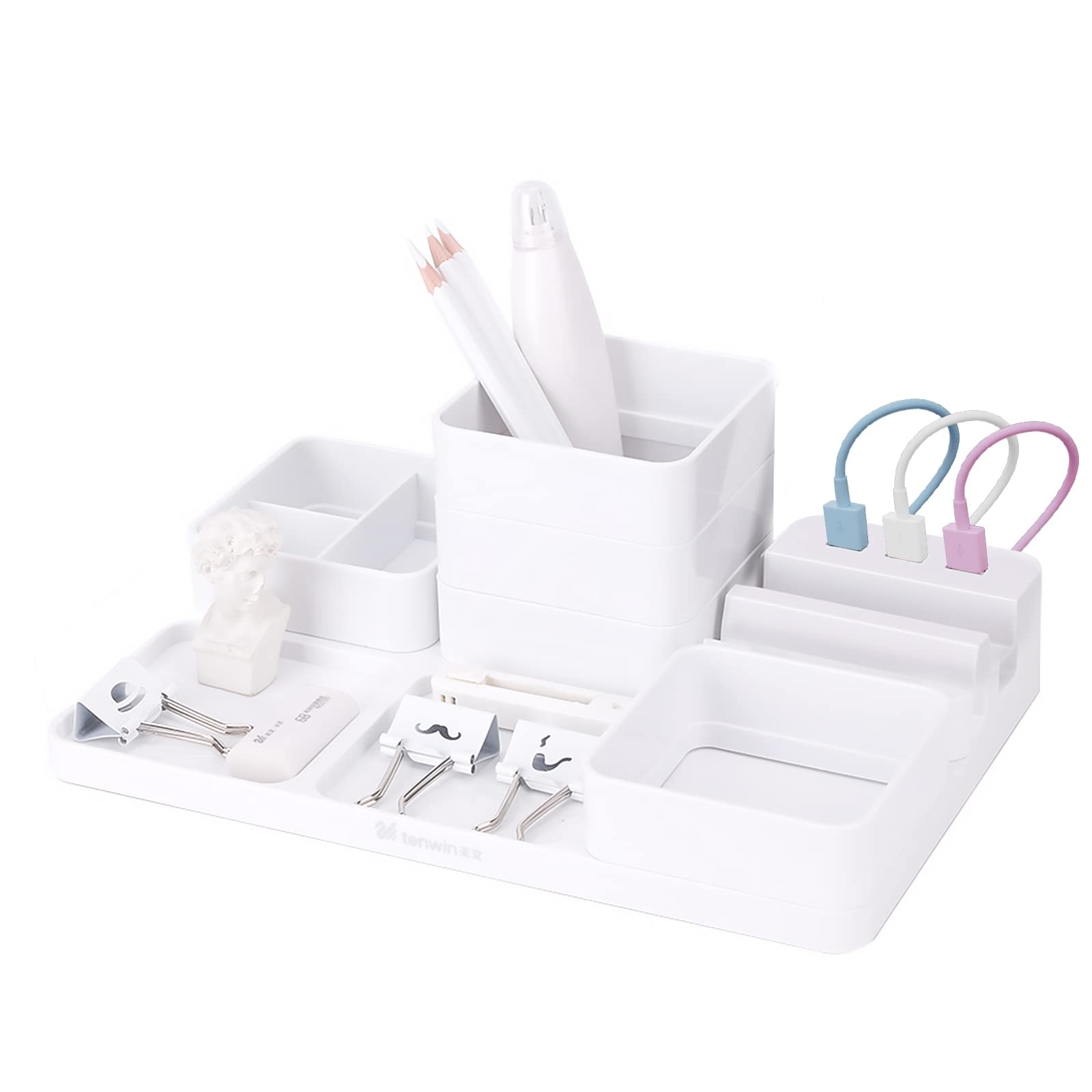 Amazon.co.jp: 【Tidap】 デスクオーガナイザー 卓上 収納 USBポート
