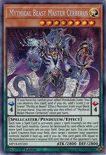 Amazon.com: Yu-Gi-Oh! - Mythical Beast Master Cerberus (MP18-EN185