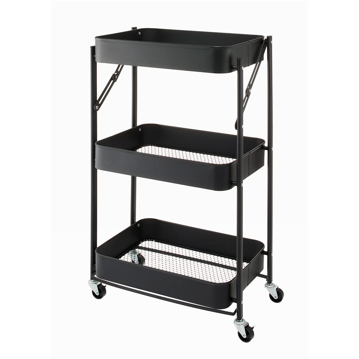 Amazon.co.jp: 折りたたみ メッシュ ワゴン3段 スチール ブラック FOLD