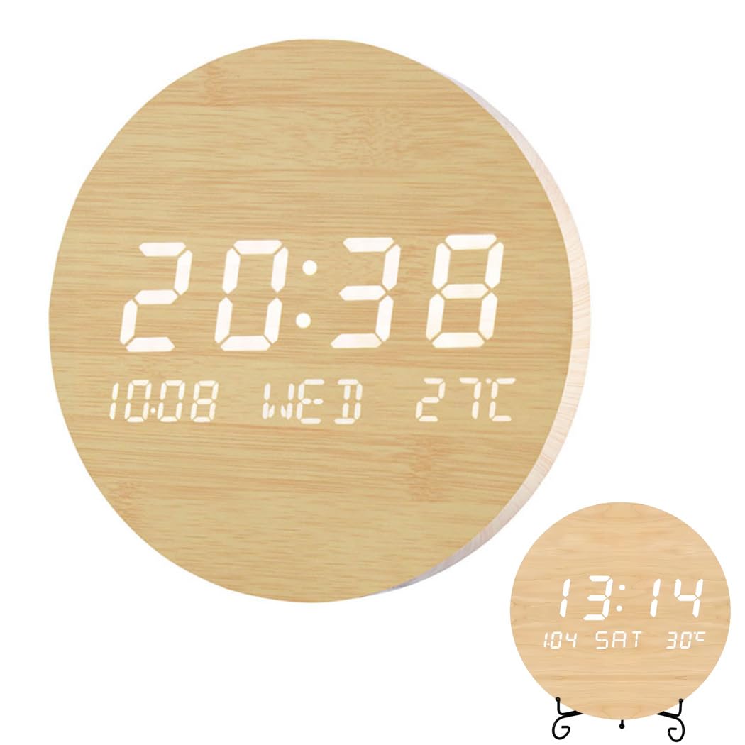 Amazon.co.jp: 壁掛け時計 LEDデジタル 掛け時計 静音 時間/日付/温度