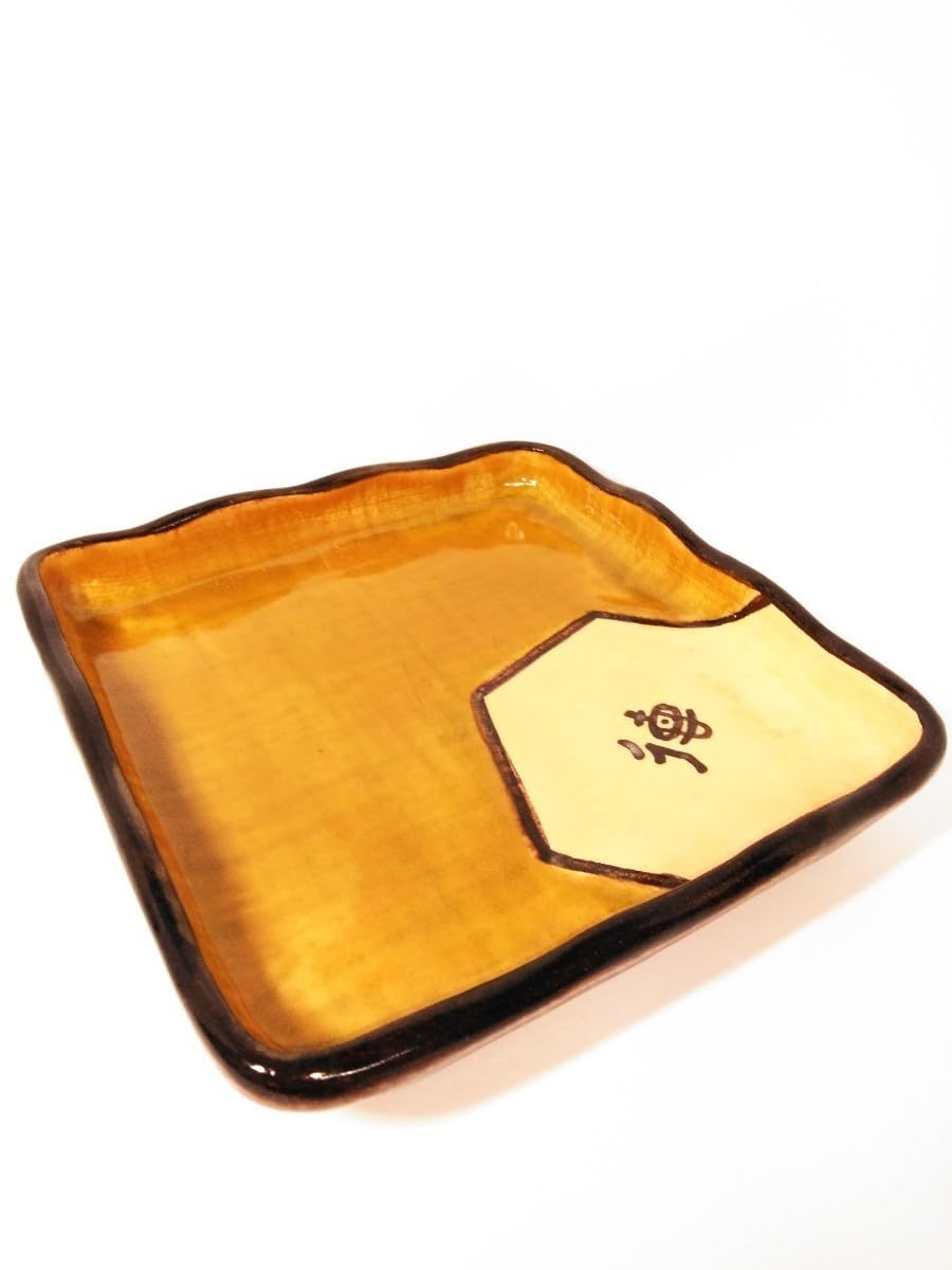 Amazon.co.jp: 吉向松月窯 亀甲徳文 菓子器 茶道 茶道具 四方皿 足付