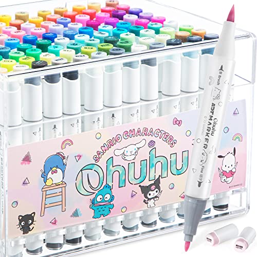 Amazon | Ohuhu マーカーペン 筆タイプ 120色 プロ愛用 サンリオxOhuhu