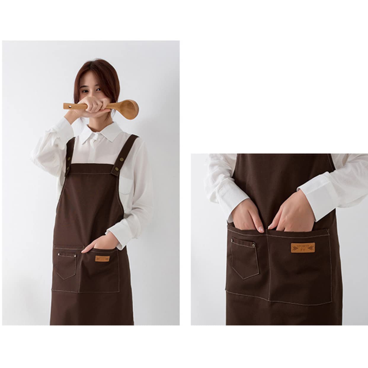 Amazon.co.jp: JCHJ エプロン カフェエプロン 肩掛け 男女兼用