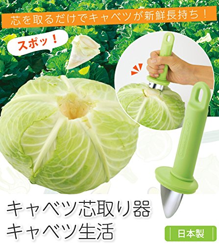 Amazon.co.jp: アーネスト キャベツ芯取り器 グリーン 10.5×21.5×5cm