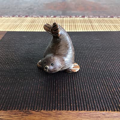 Amazon.co.jp: リンコナダ オットセイ茶 25B 陶器 動物 置物 アザラシ