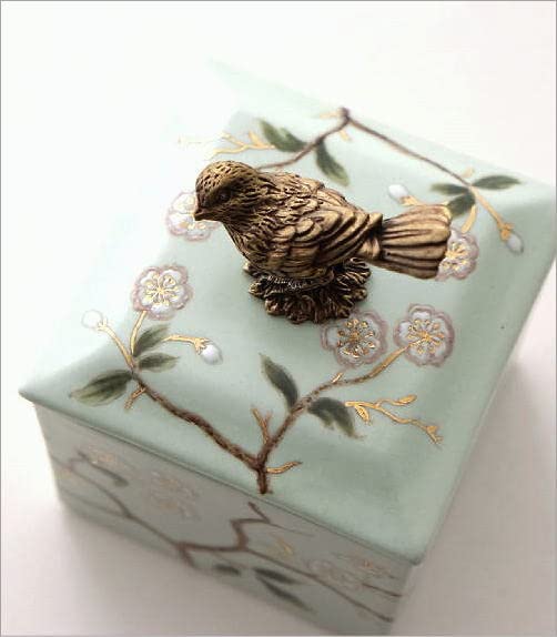 Amazon｜小物入れ 陶器 おしゃれ アイアン 小鳥 シノワズリ 蓋付き