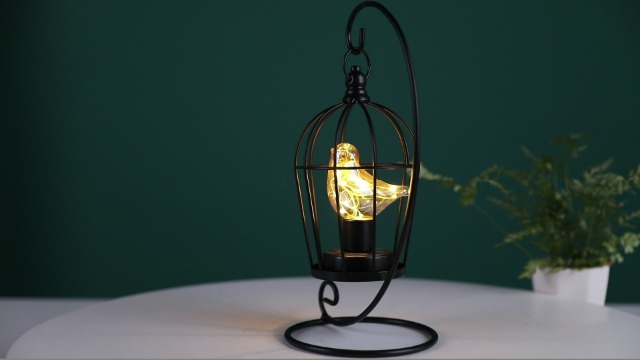 Amazon.co.jp : JHY DESIGNテーブルランプ31cm鳥かごランタン黒い電池