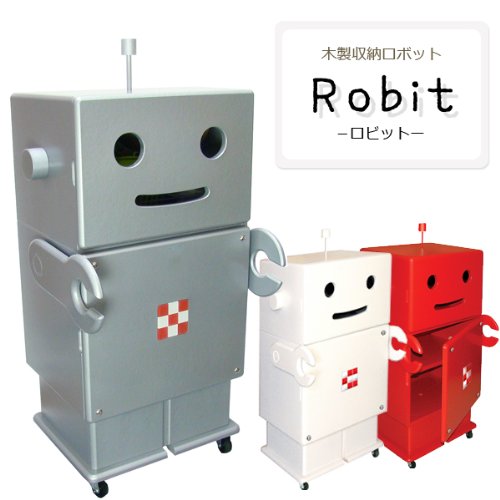 Amazon｜HERO 木製収納ロボ ロビット(Robit) レッド 収納家具