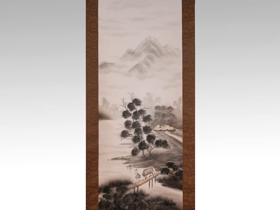 Amazon.co.jp: 【真作】森田梅泉（作）「水墨山水」軸掛軸山水図肉筆共