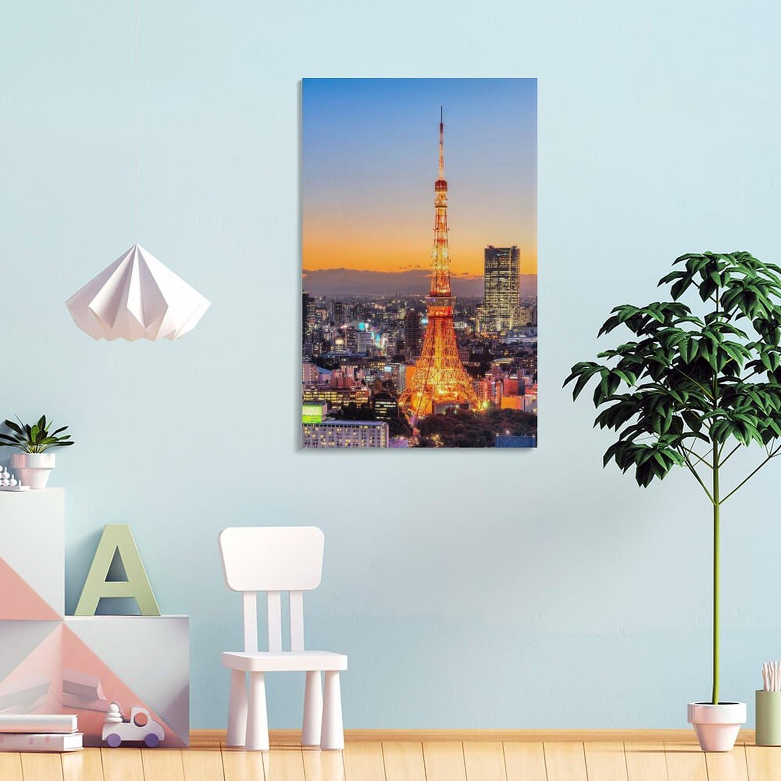 Amazon.co.jp: 絵画 夕暮れに輝く東京タワーインテリア 絵画 東京の