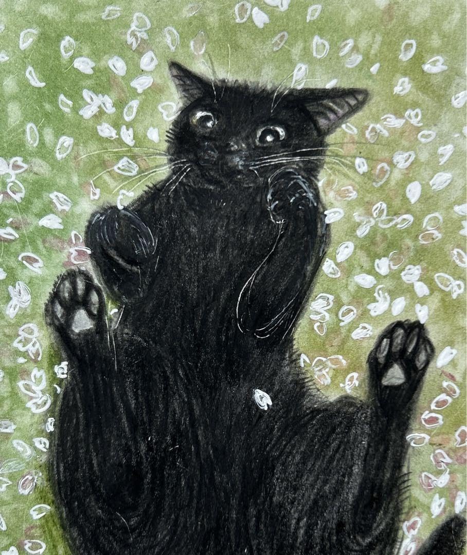 Amazon.co.jp: 猫 絵画 子猫 イラスト 水彩色鉛筆 油彩色鉛筆 原画