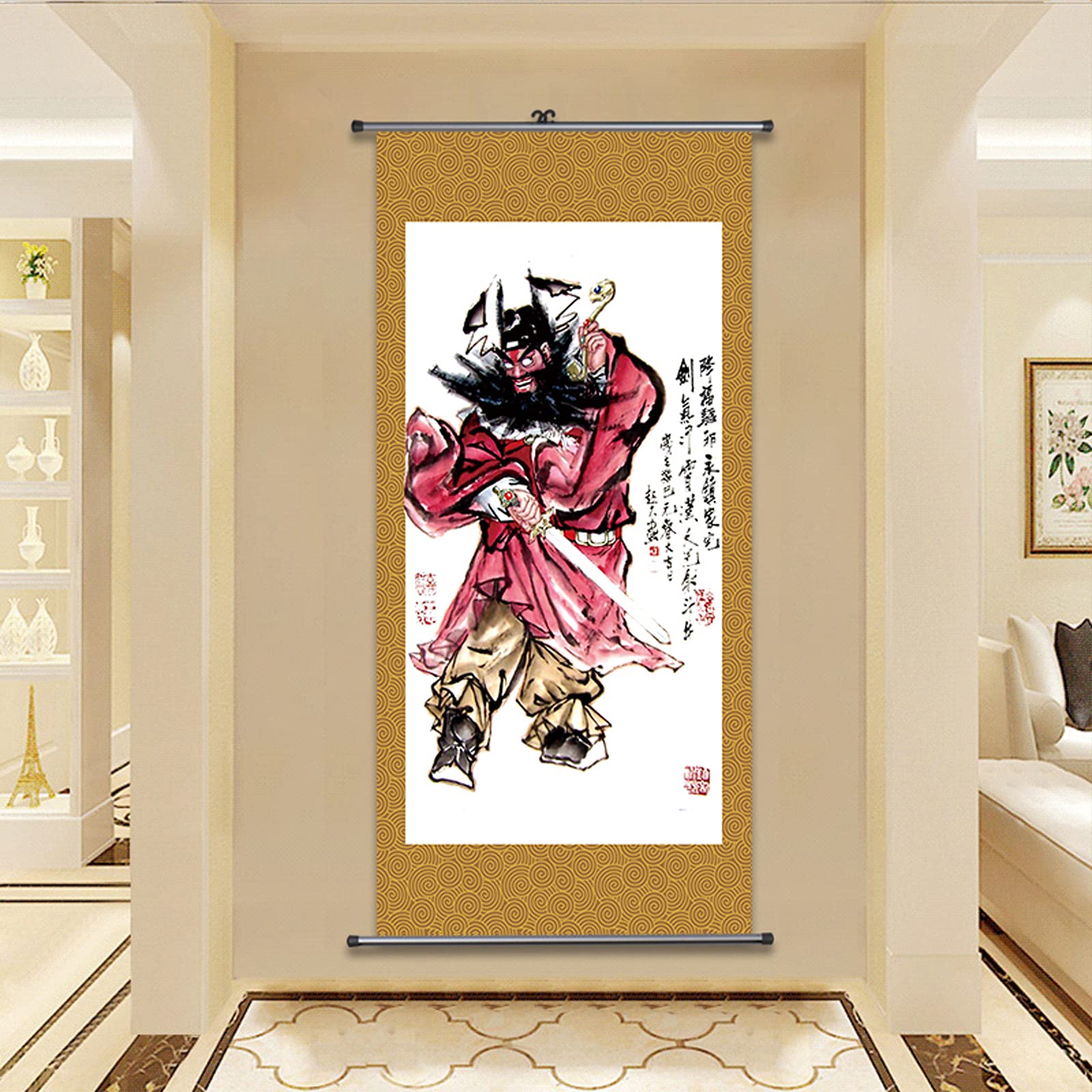掛け軸 大津絵 芝淵荘夫 作 『 鍾馗 』 紙本 縁起物 魔除け 掛軸 美品
