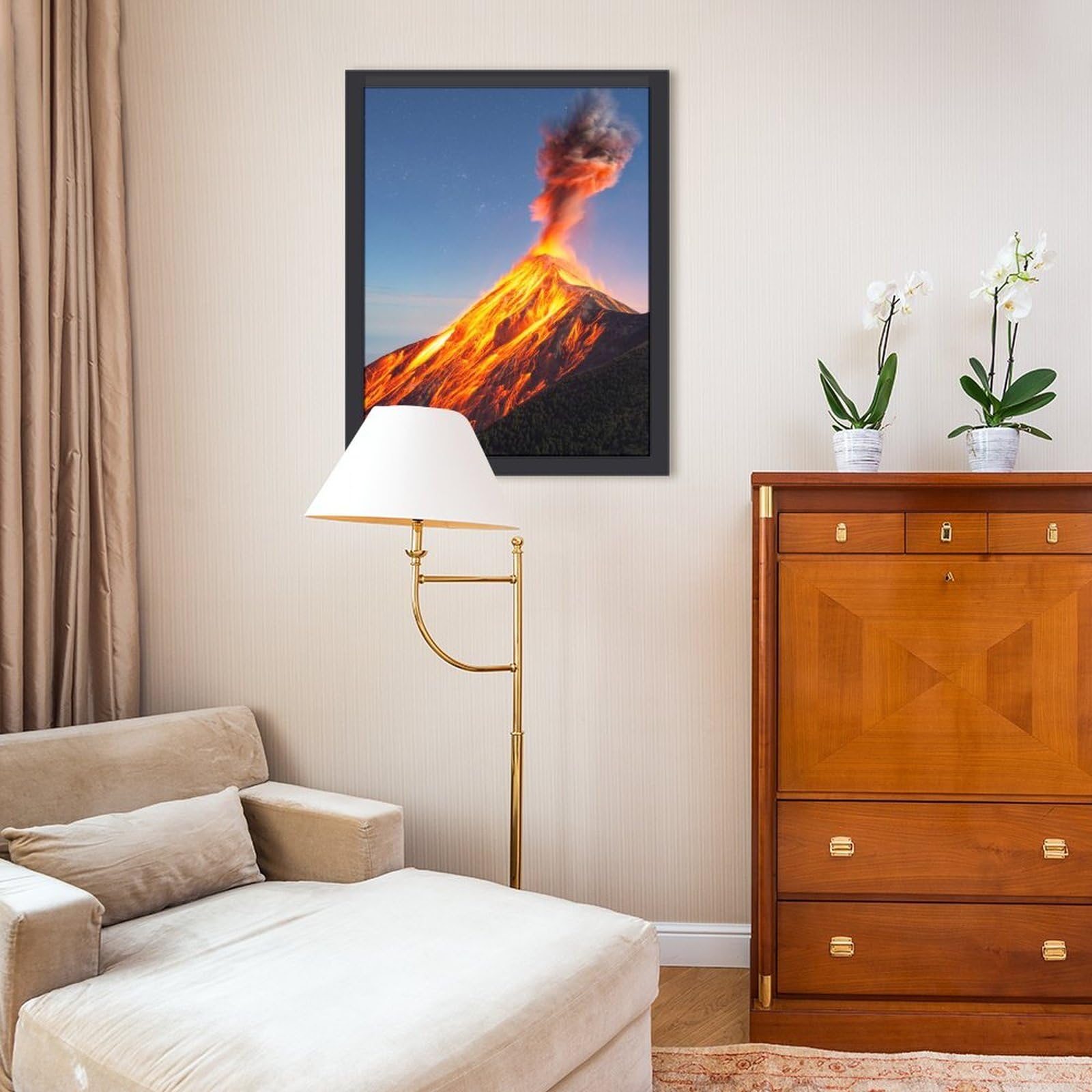Amazon.co.jp: 巨大な火山の噴火 絵画 絵 魅惑的な色彩の風景