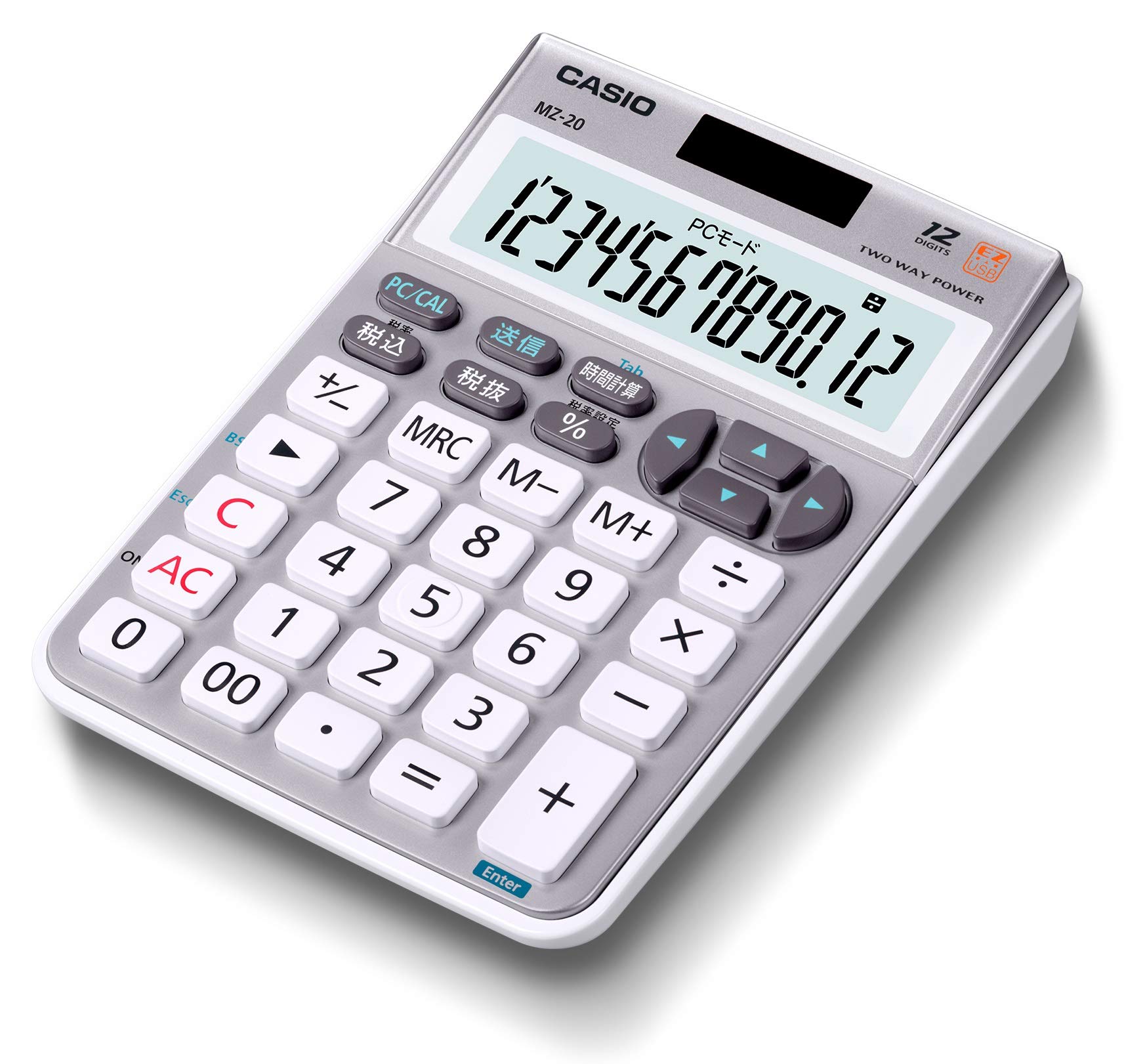 Amazon | カシオ テンキー電卓 ミニジャストタイプ 12桁 MZ-20-SR-N