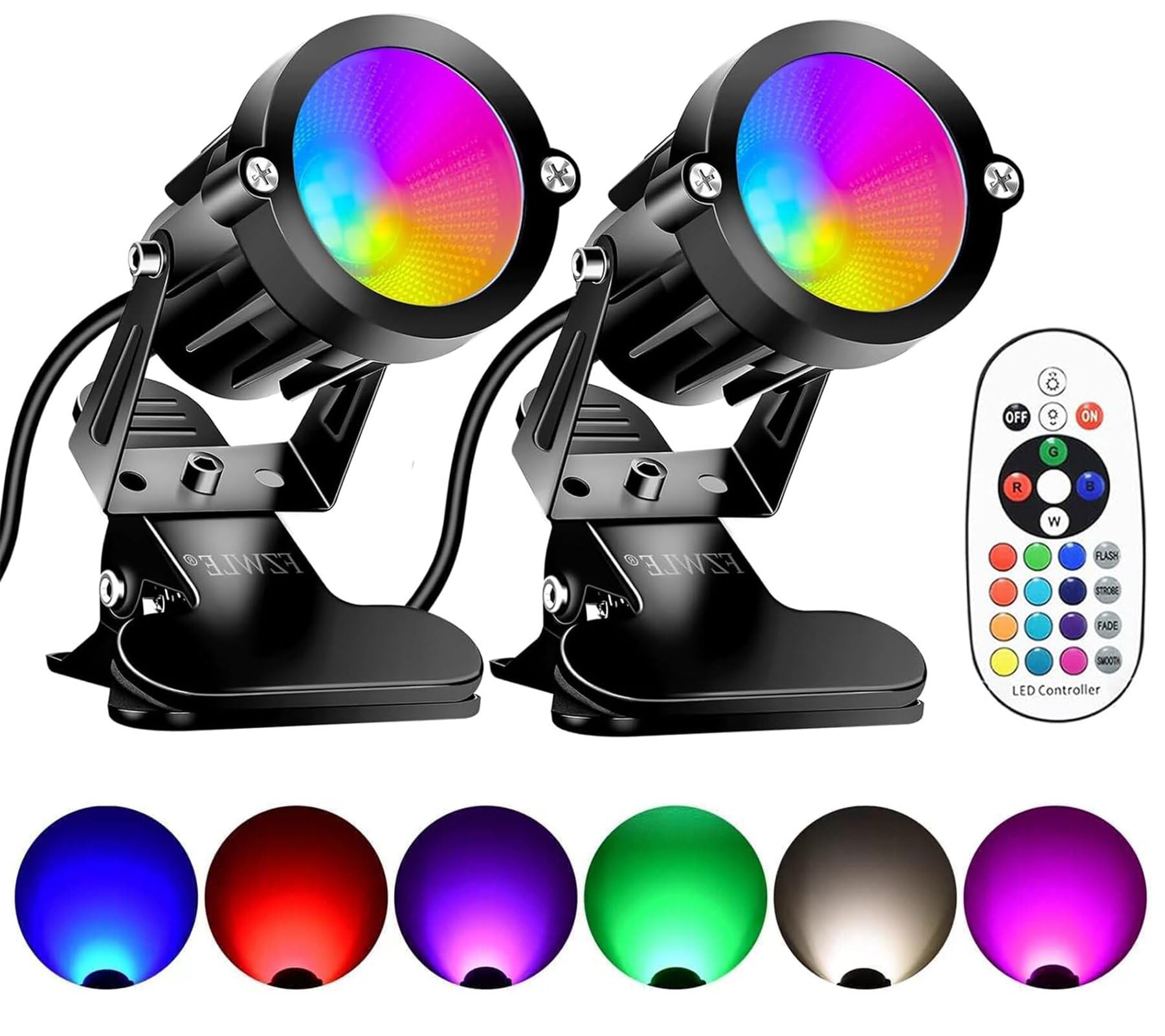 FZWLE Christmas RGBW Spotlight Indoor 7W Clamp & Clip-On Spot