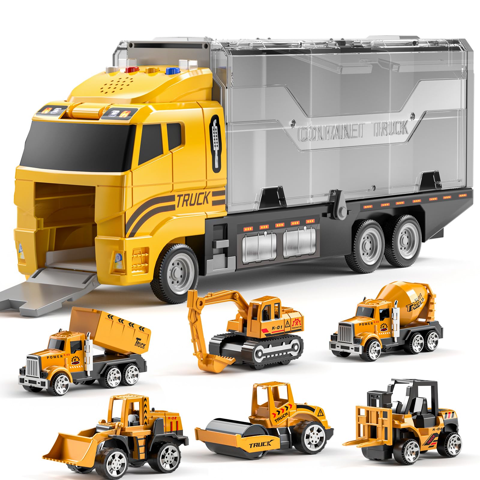 Amazon.com: TEMI Construction Truck Set with Play Mat, Carrier
